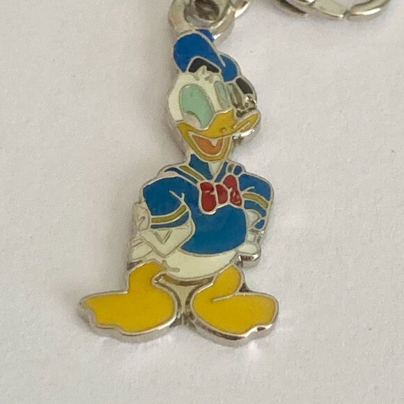 Vintage Disney Happy Donald Duck Clip On Charm Zipper Pull Bag Purse Signed Back - Picture 2 of 7